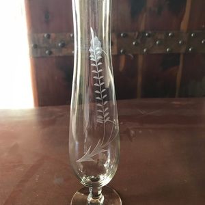 Etched Glass Bud Vase